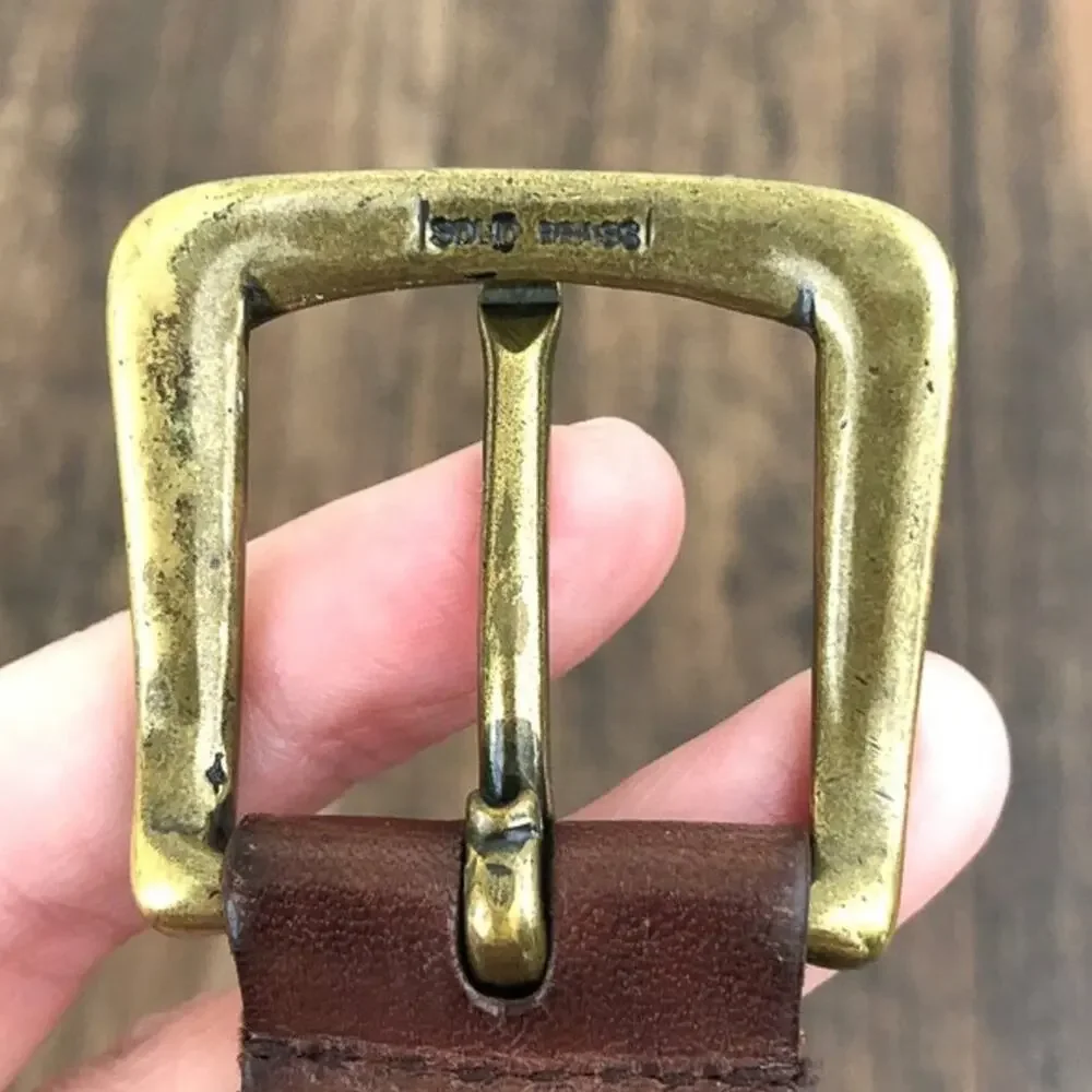 Bachrach Woven Link Leather Belt Cowhide Brass Buckle Western Mens Size XL Brown